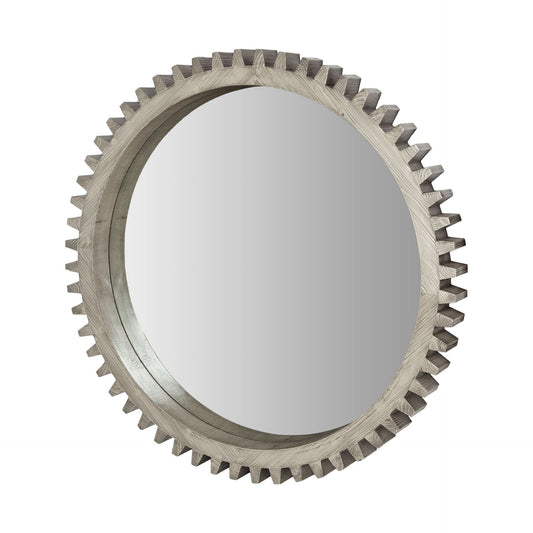 44" Silver Abstract Wood Framed Accent Mirror HomeRoots