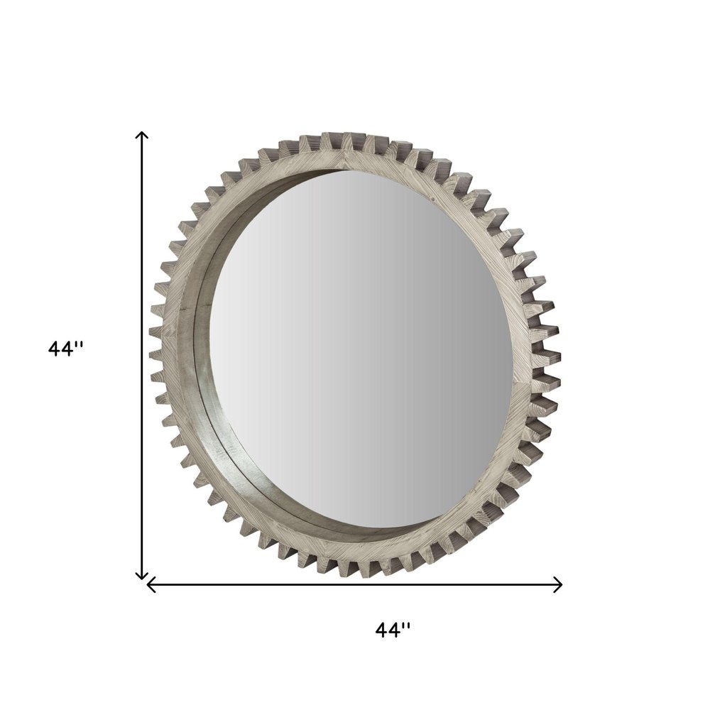 44" Silver Abstract Wood Framed Accent Mirror HomeRoots