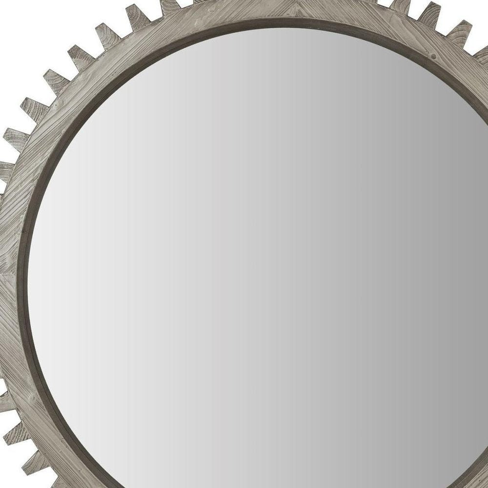 44" Silver Abstract Wood Framed Accent Mirror HomeRoots