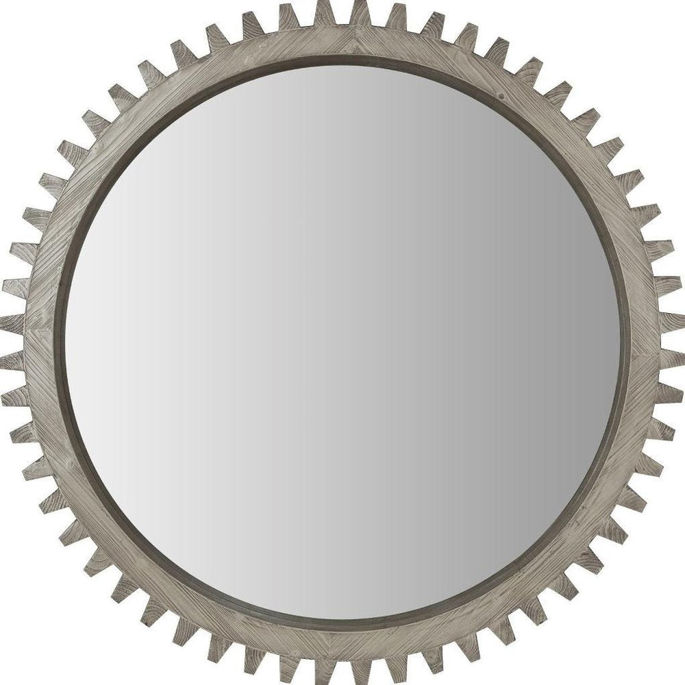 44" Silver Abstract Wood Framed Accent Mirror HomeRoots