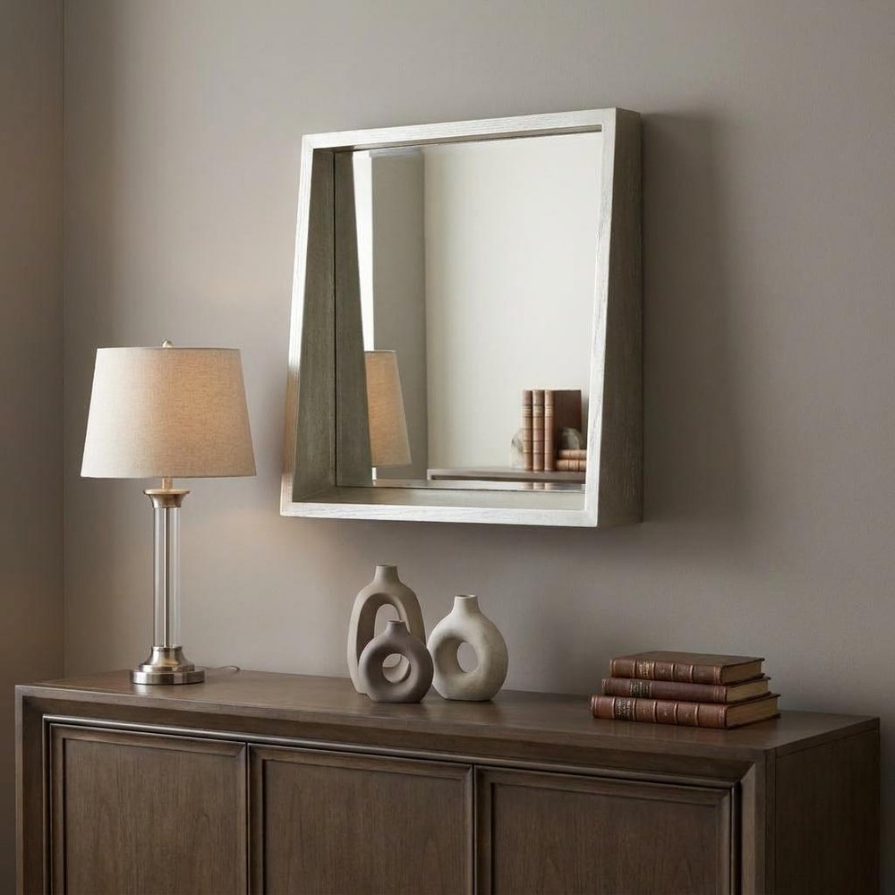 14" Champagne Solid Wood Framed Accent Mirror HomeRoots