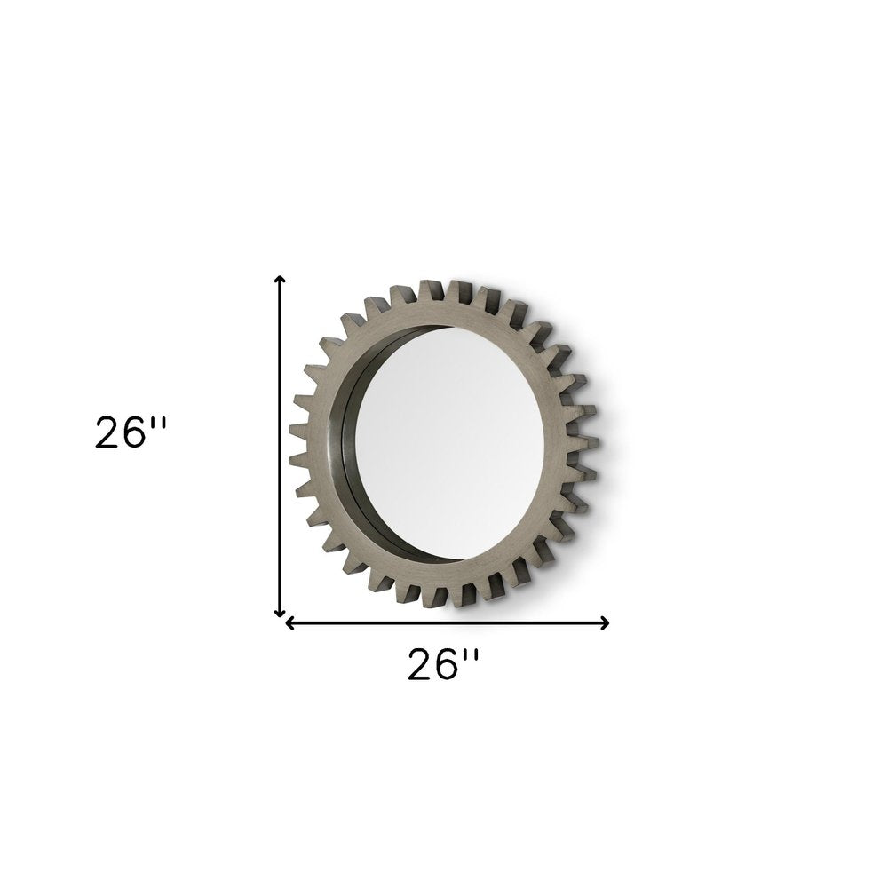 26" Gray Abstract Wood Framed Accent Mirror — view 7
