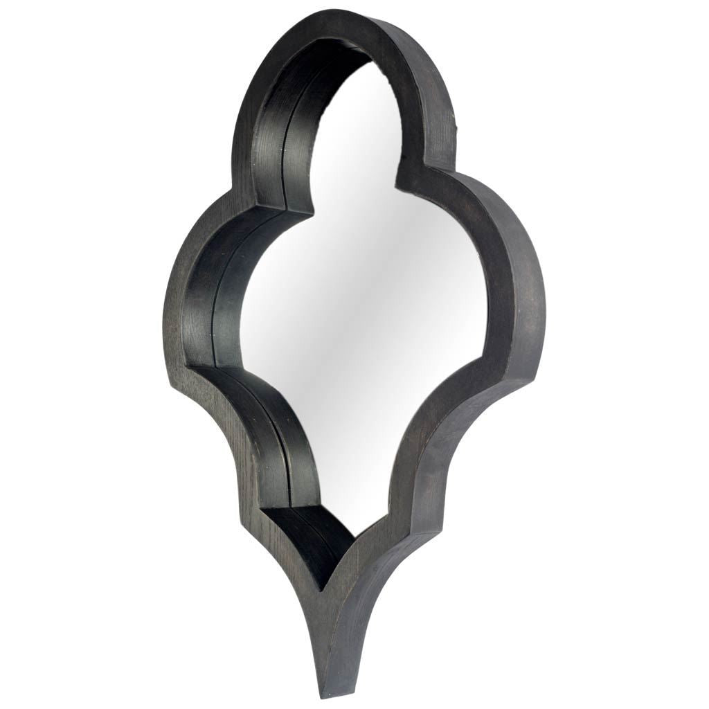 34" Black Wood Abstract Framed Accent Mirror HomeRoots