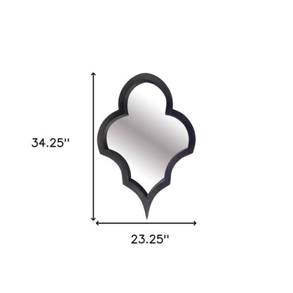 34" Black Wood Abstract Framed Accent Mirror HomeRoots