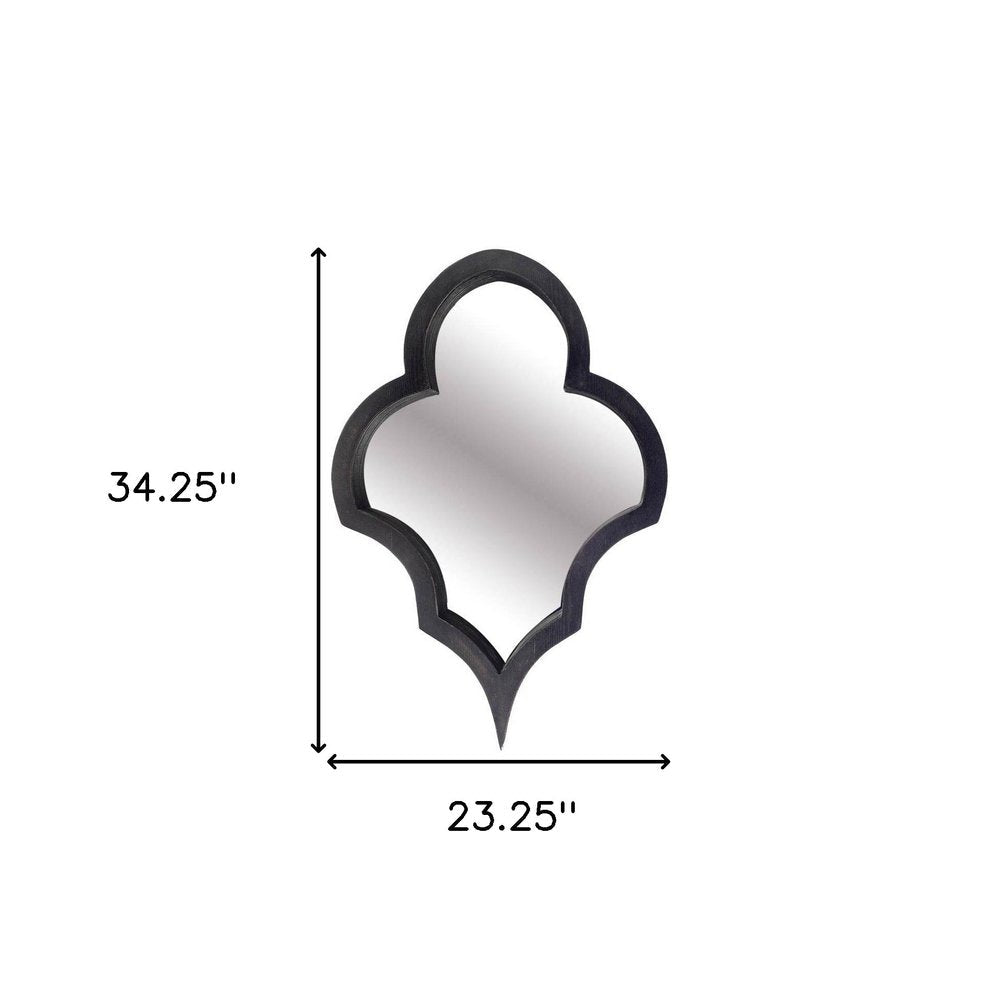 34" Black Wood Abstract Framed Accent Mirror HomeRoots