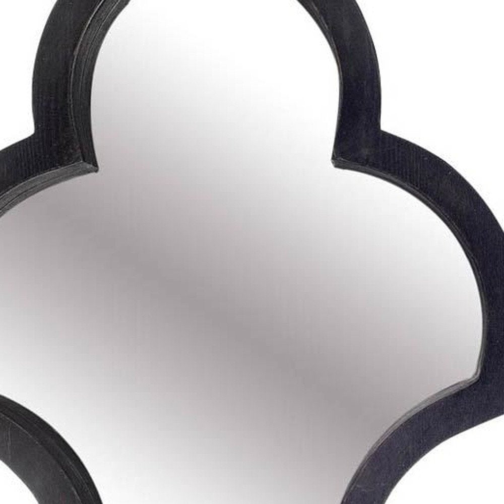 34" Black Wood Abstract Framed Accent Mirror HomeRoots