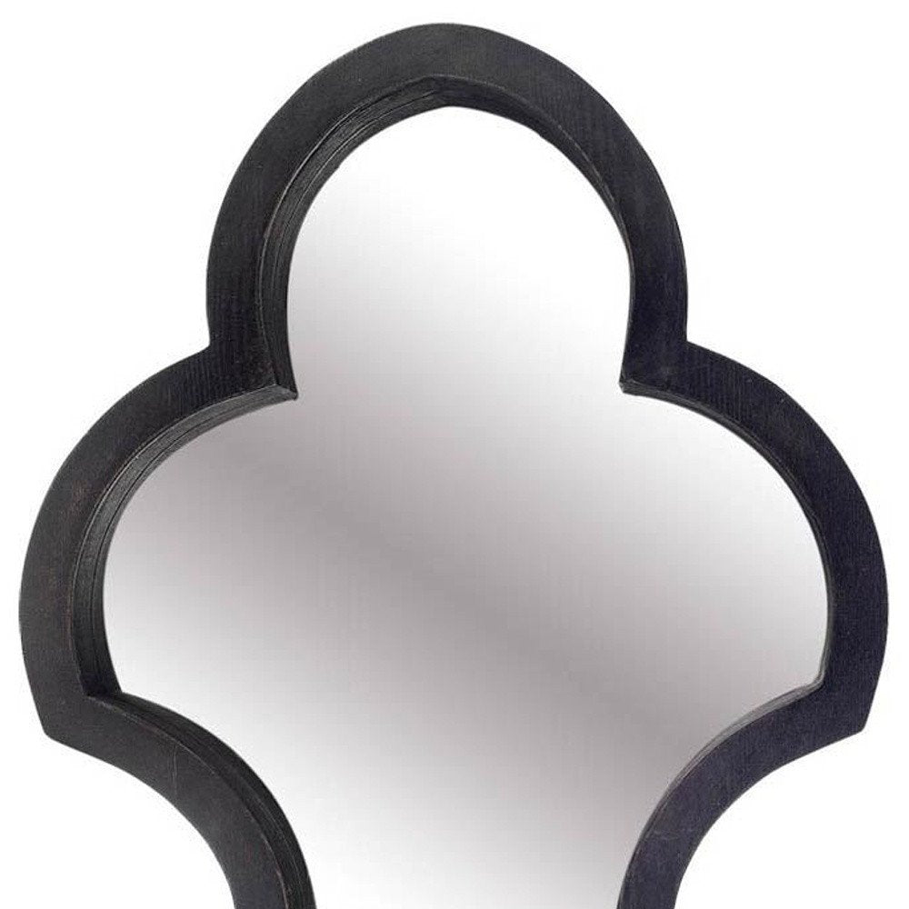 34" Black Wood Abstract Framed Accent Mirror HomeRoots