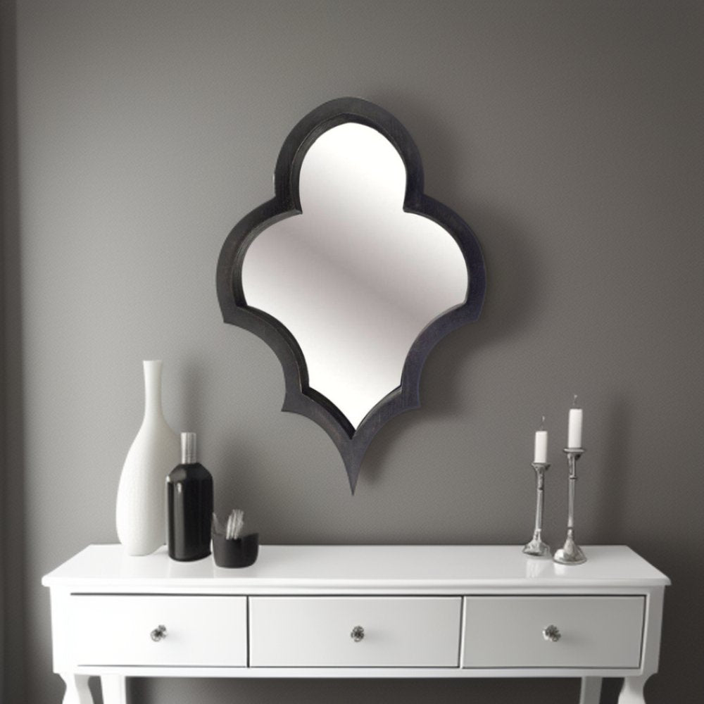 34" Black Novelty Framed Accent Mirror HomeRoots