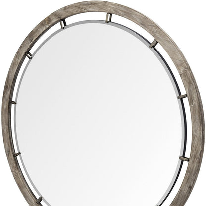 46" Brown Round Wood Framed Accent Mirror HomeRoots