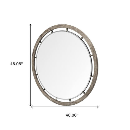 46" Brown Round Wood Framed Accent Mirror HomeRoots