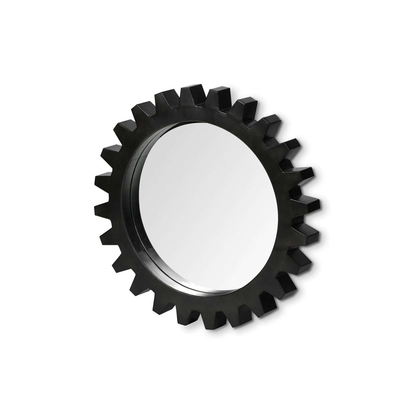 26" Black Cog Round Metal Frame Wall Mirror HomeRoots