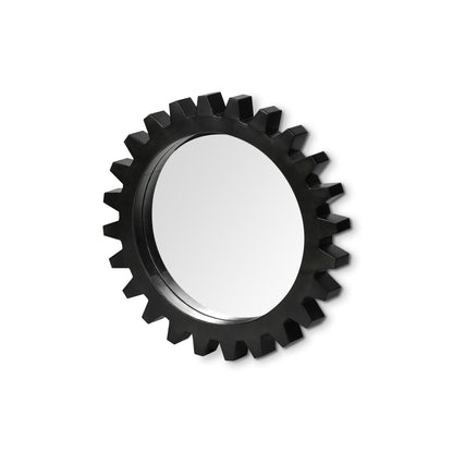 26" Black Cog Round Metal Frame Wall Mirror HomeRoots