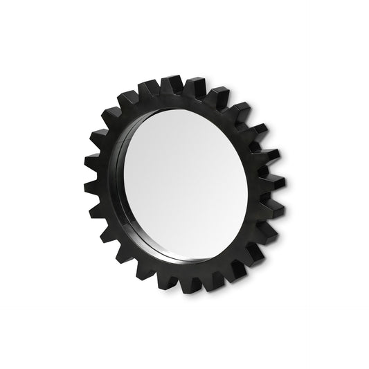 26" Black Cog Round Metal Frame Wall Mirror HomeRoots