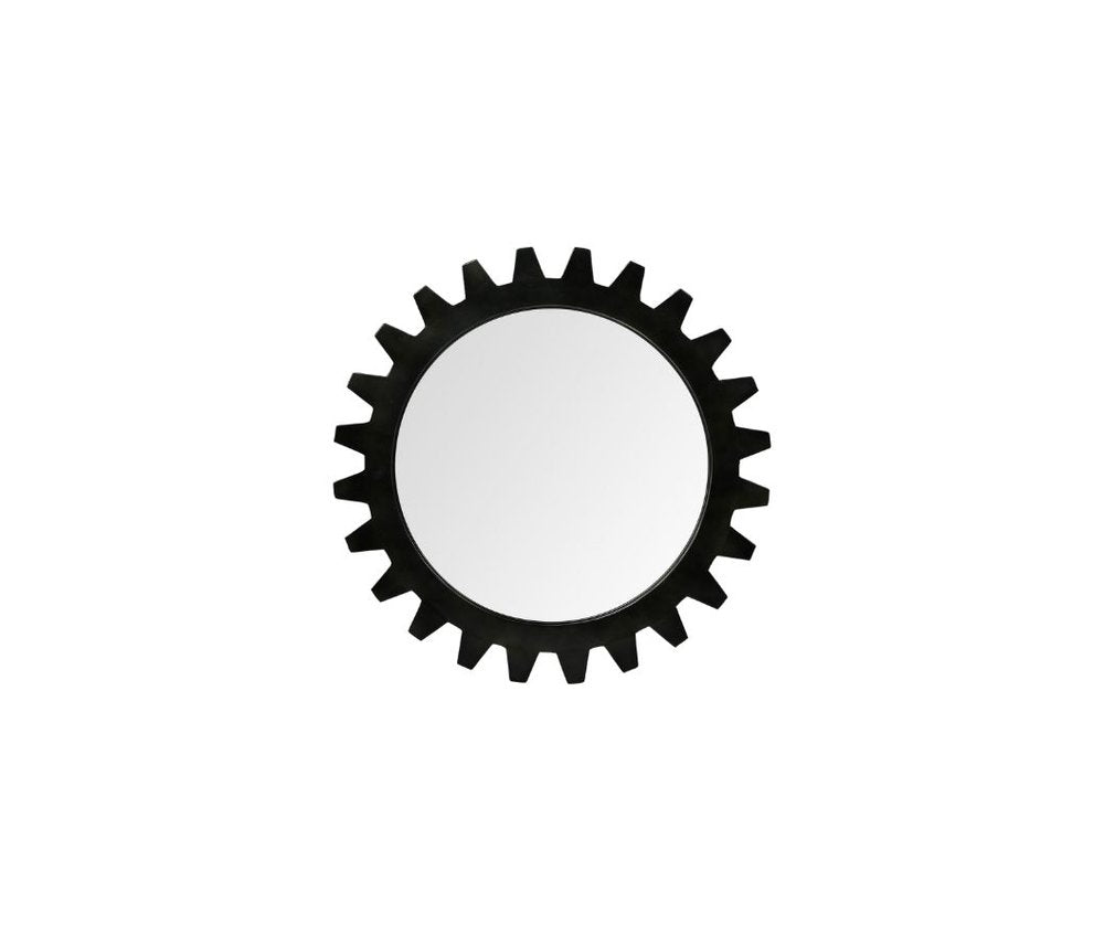 26" Black Cog Round Metal Frame Wall Mirror HomeRoots