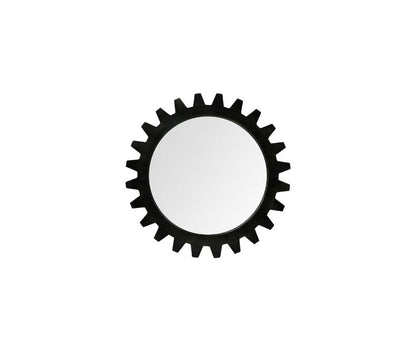 26" Black Cog Round Metal Frame Wall Mirror HomeRoots