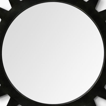 26" Black Cog Round Metal Frame Wall Mirror HomeRoots