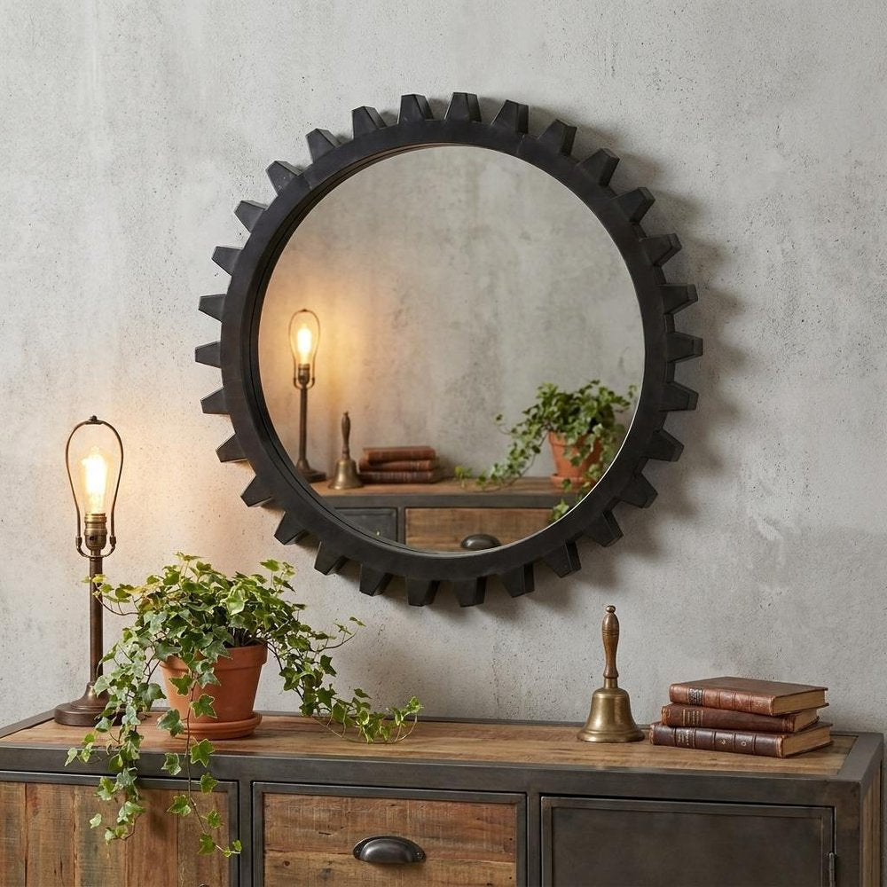 37" Round Black Metal Frame Wall Mirror HomeRoots