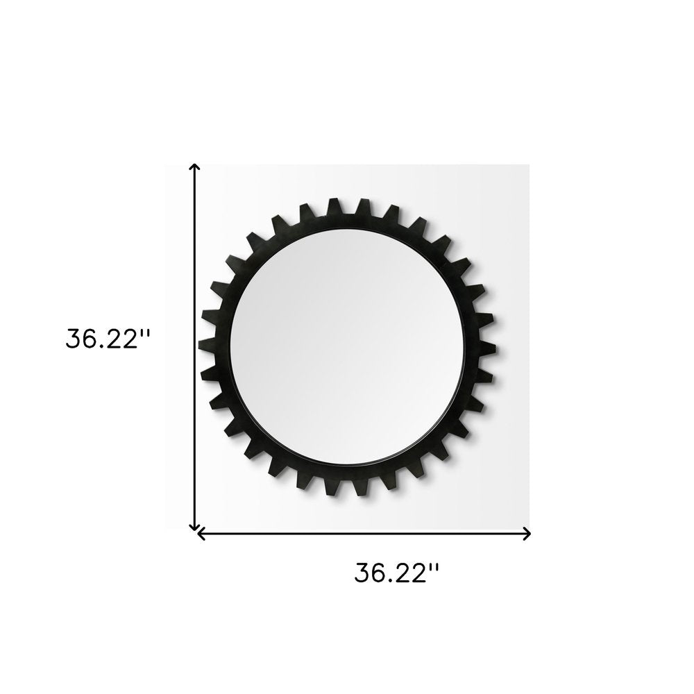 37" Round Black Metal Frame Wall Mirror HomeRoots