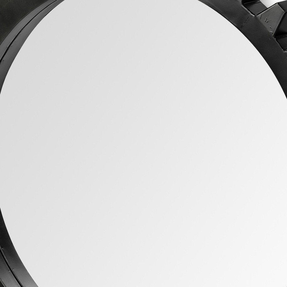 37" Round Black Metal Frame Wall Mirror HomeRoots