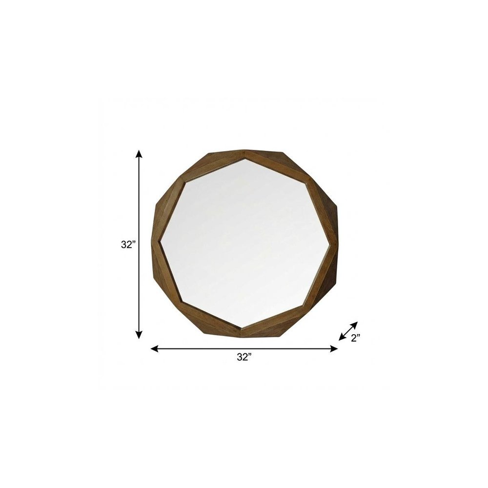 32" Brown Solid Wood Octagon Framed HomeRoots