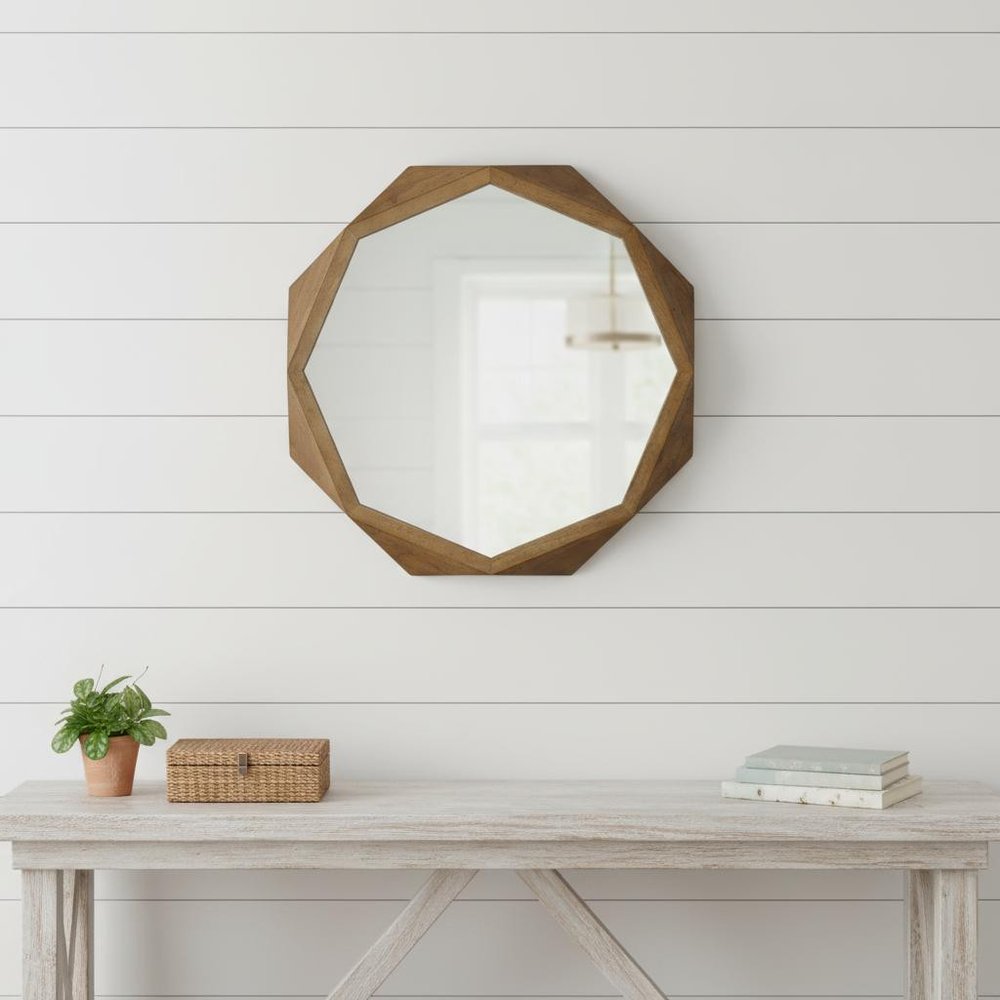 32" Brown Solid Wood Octagon Framed HomeRoots