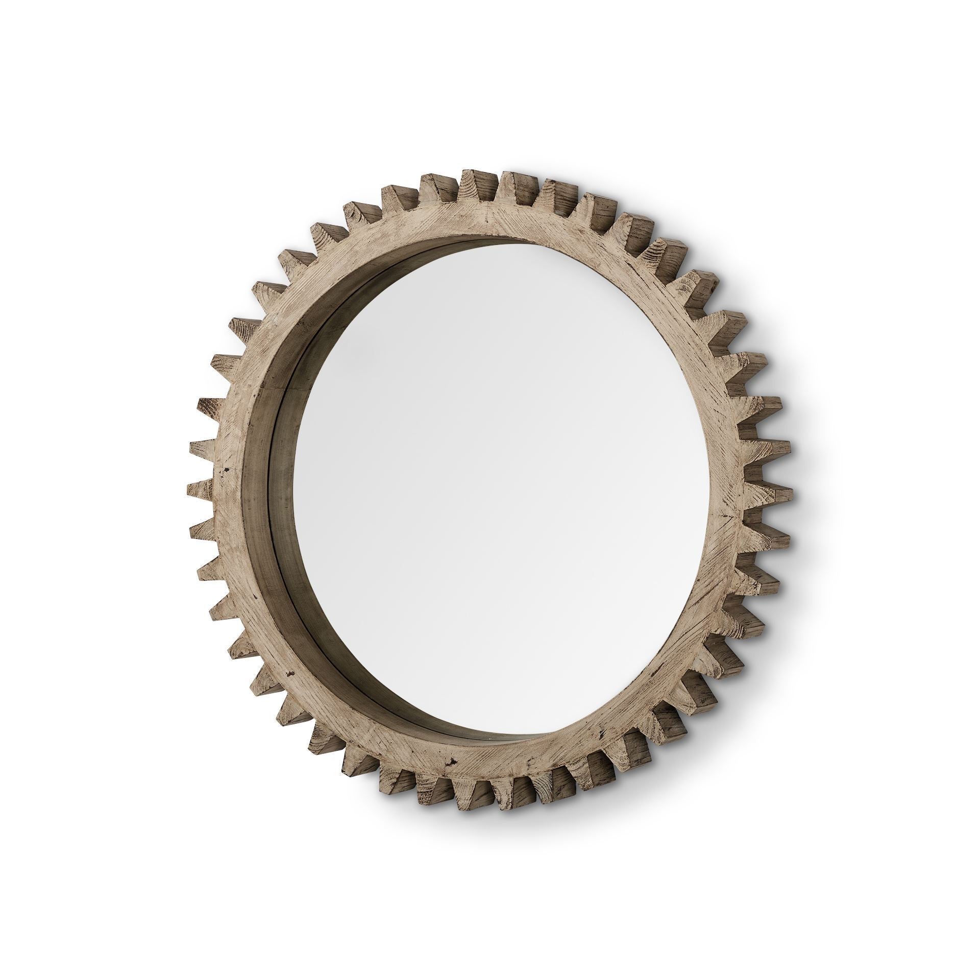 35" Brown Abstract Wood Framed Accent Mirror HomeRoots