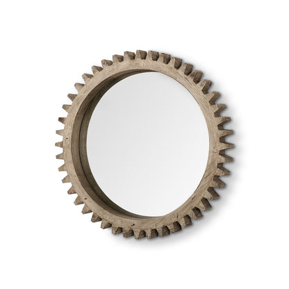 35" Brown Abstract Wood Framed Accent Mirror HomeRoots