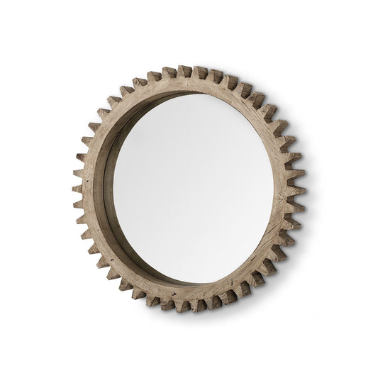 35" Brown Abstract Wood Framed Accent Mirror HomeRoots