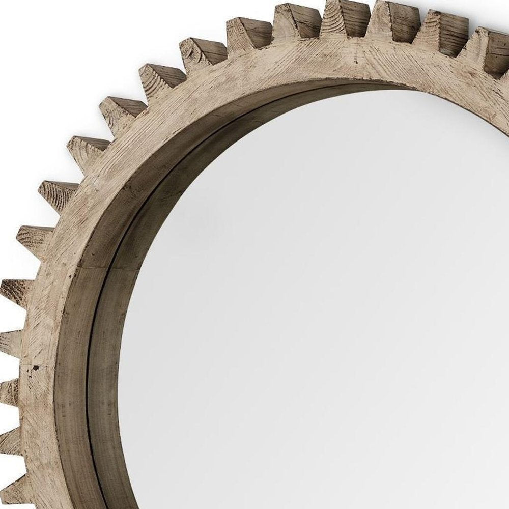 35" Brown Abstract Wood Framed Accent Mirror HomeRoots