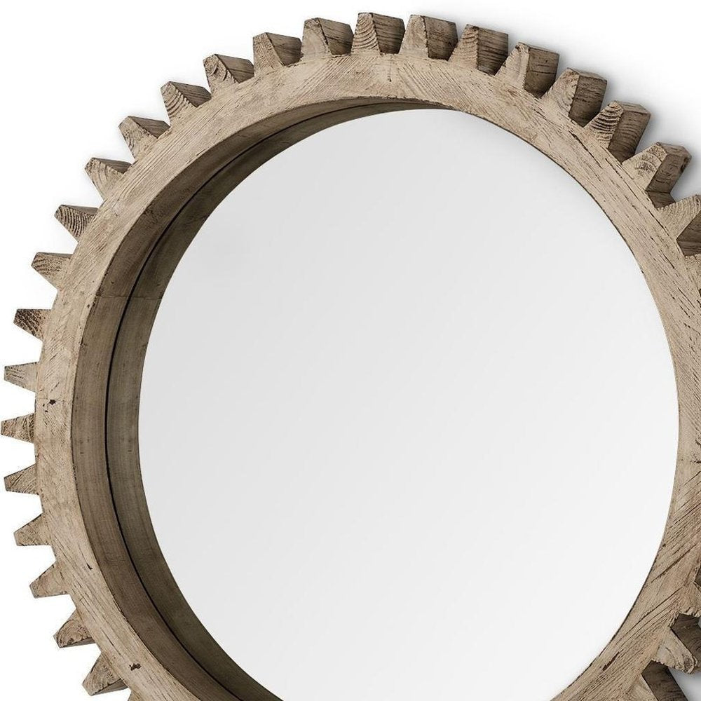 35" Brown Abstract Wood Framed Accent Mirror HomeRoots