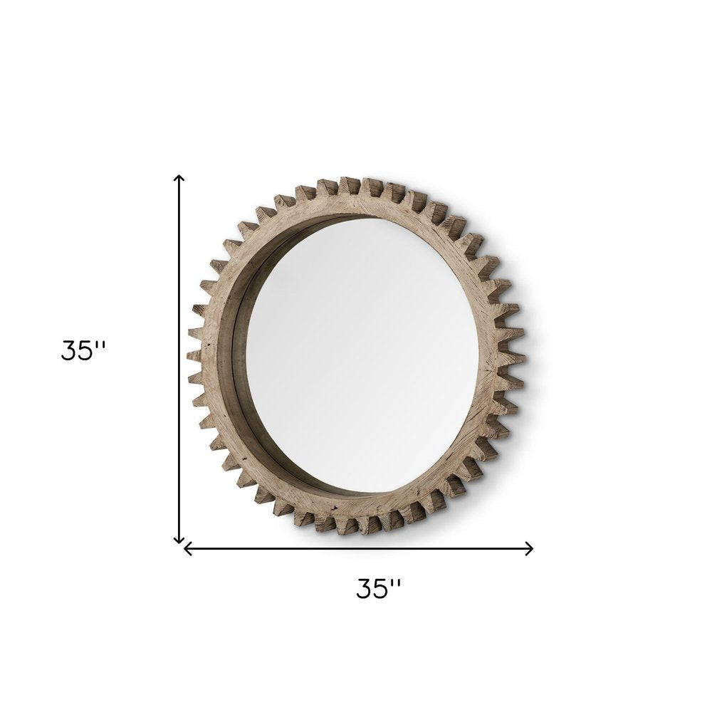 35" Brown Abstract Wood Framed Accent Mirror HomeRoots