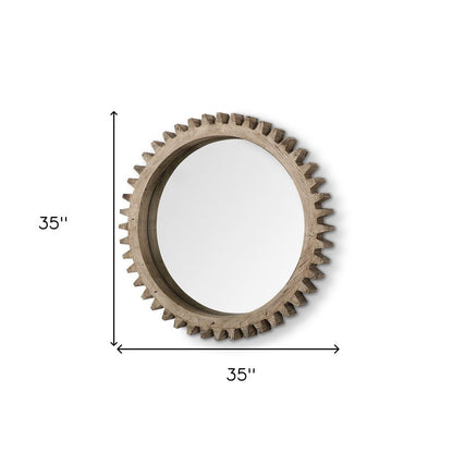 35" Brown Abstract Wood Framed Accent Mirror HomeRoots