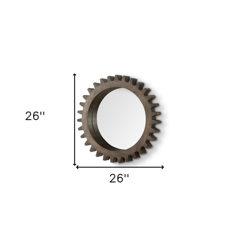 26" Dark Brown Abstract Wood Framed Accent Mirror HomeRoots