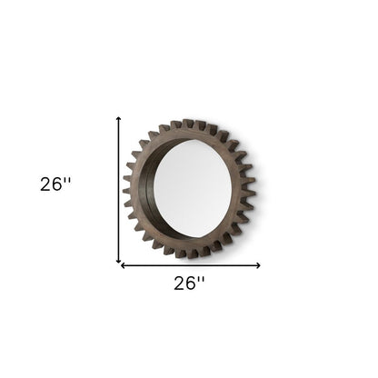 26" Dark Brown Abstract Wood Framed Accent Mirror HomeRoots