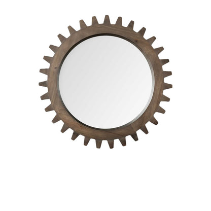 26" Dark Brown Abstract Wood Framed Accent Mirror HomeRoots