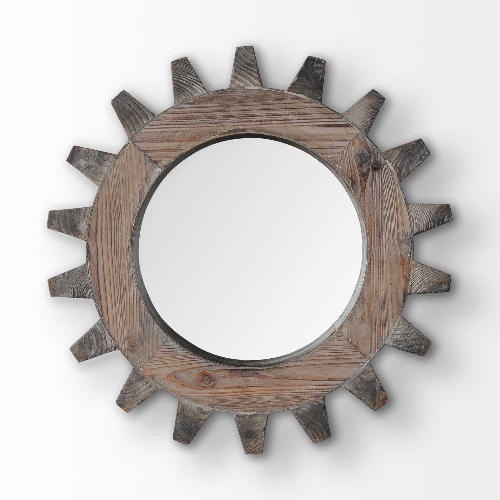 17" Brown Solid Wood Abstract Framed Accent Mirror HomeRoots
