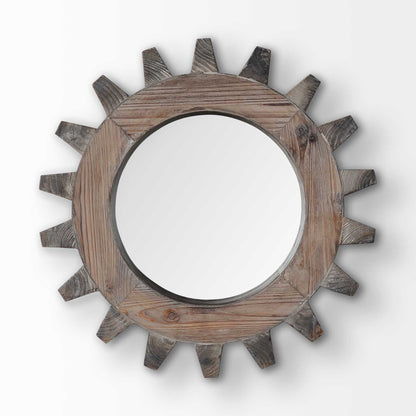 17" Brown Solid Wood Abstract Framed Accent Mirror HomeRoots