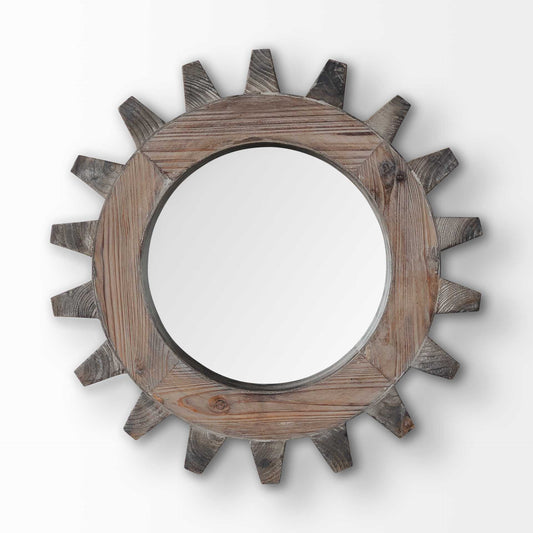 17" Brown Solid Wood Abstract Framed Accent Mirror HomeRoots