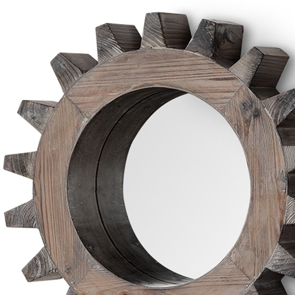 17" Brown Solid Wood Abstract Framed Accent Mirror HomeRoots