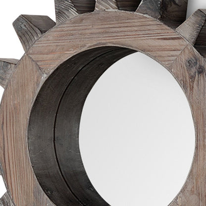 17" Brown Solid Wood Abstract Framed Accent Mirror HomeRoots