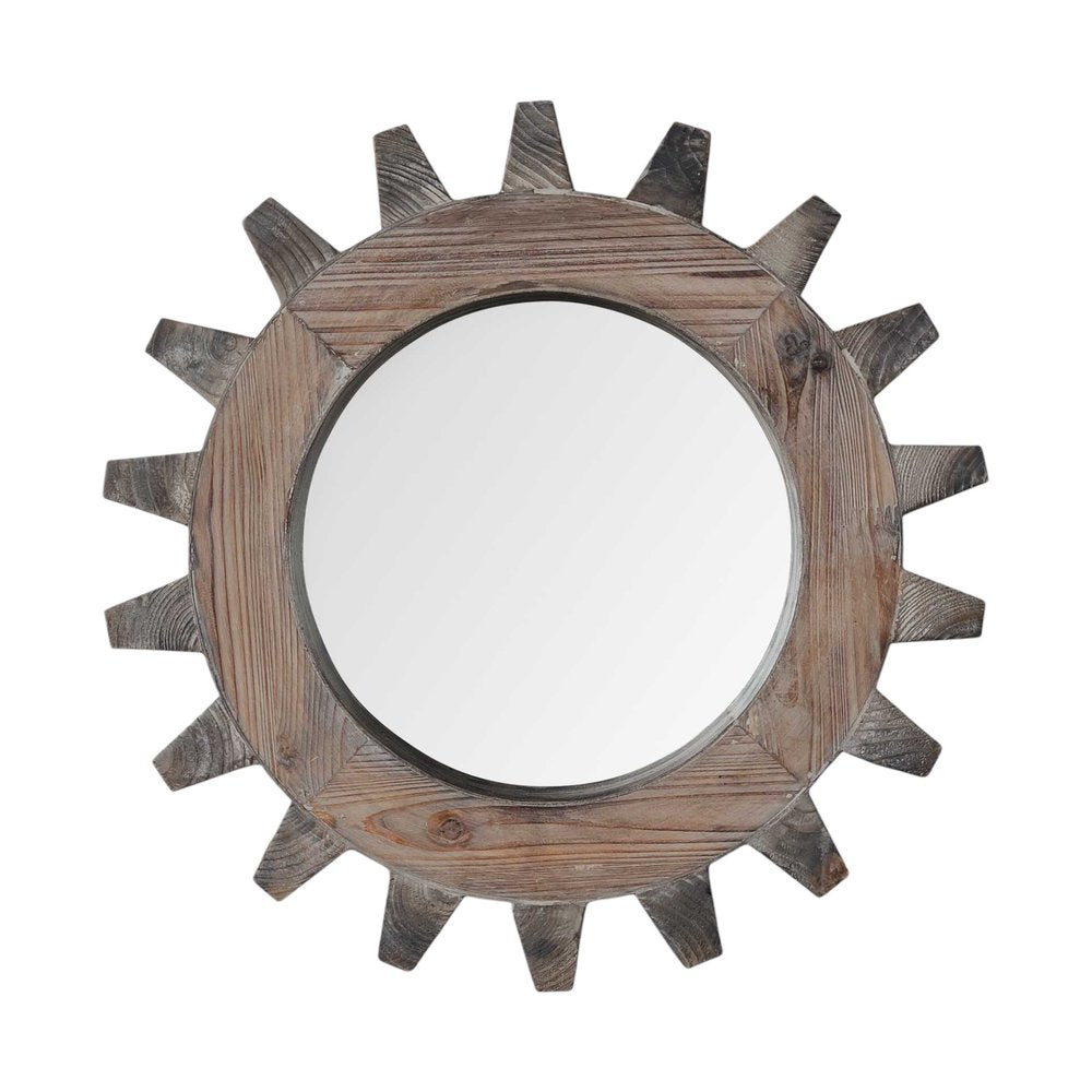 17" Brown Solid Wood Abstract Framed Accent Mirror HomeRoots
