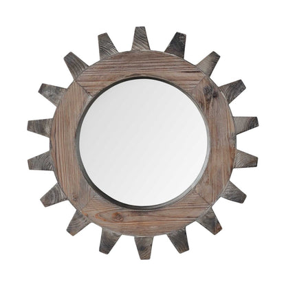 17" Brown Solid Wood Abstract Framed Accent Mirror HomeRoots
