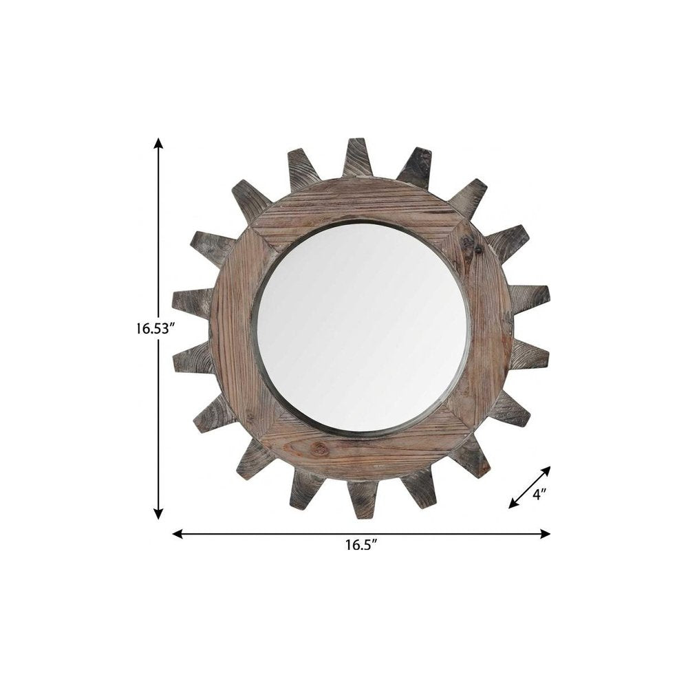 17" Brown Solid Wood Abstract Framed Accent Mirror HomeRoots