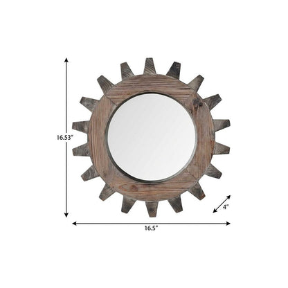 17" Brown Solid Wood Abstract Framed Accent Mirror HomeRoots