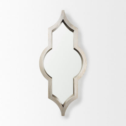 34" Light Brown Solid Wood Quatrefoil Geometric Framed Accent Mirror
