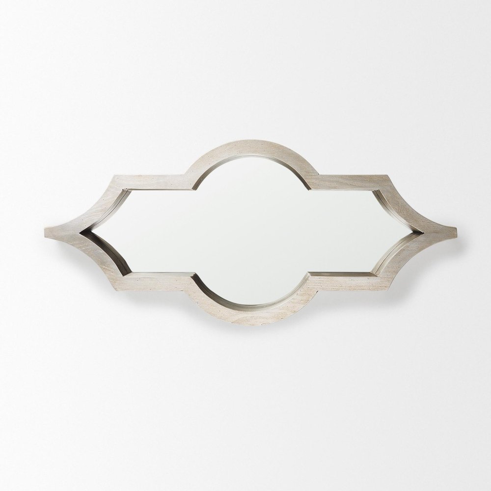 34" Light Brown Solid Wood Quatrefoil Geometric Framed Accent Mirror — view 11