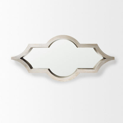 34" Light Brown Solid Wood Quatrefoil Geometric Framed Accent Mirror