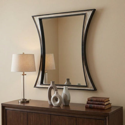 17" Dark Brown Wood Diamond Framed Accent Mirror HomeRoots
