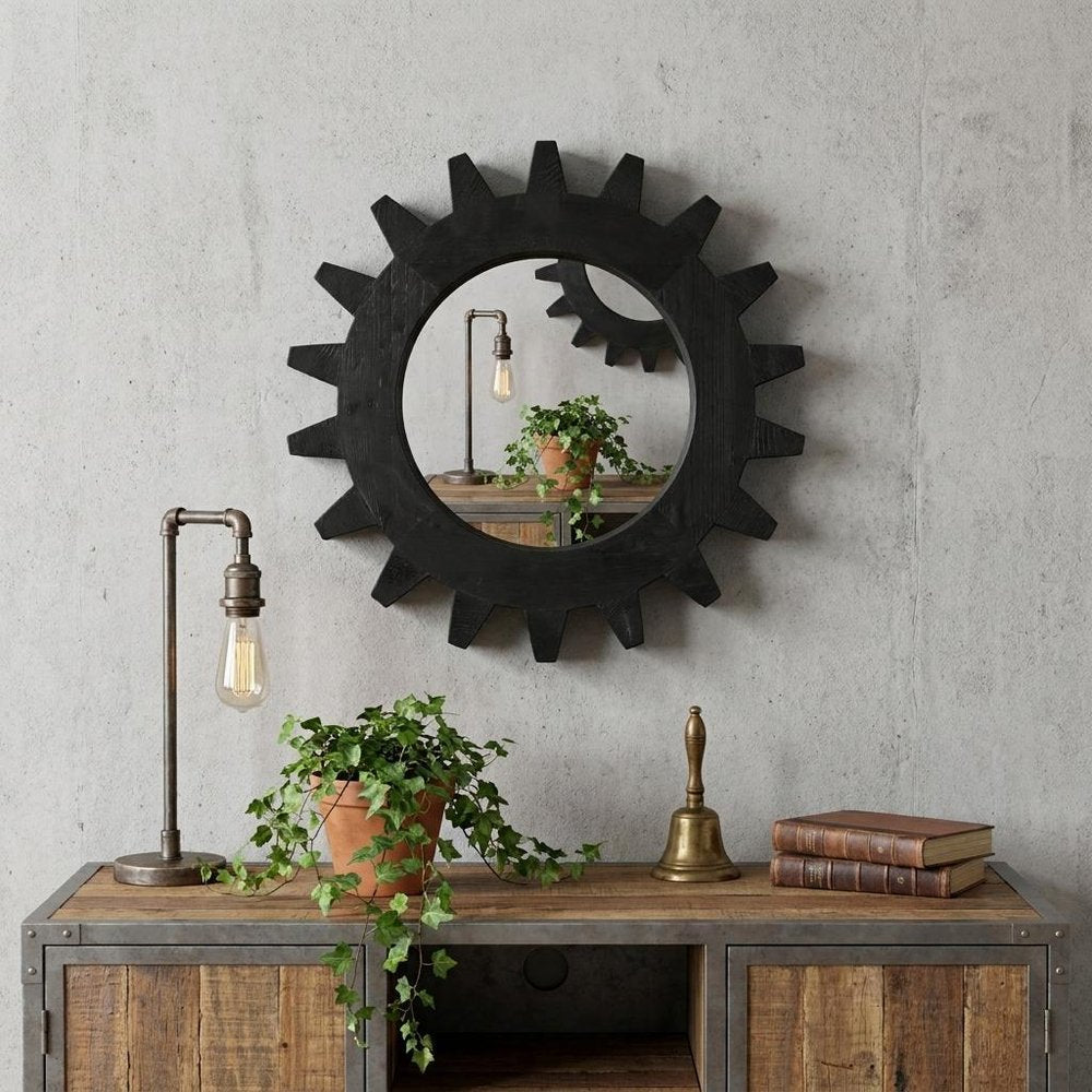 17" Black Abstract Wood Framed Accent Mirror — view 8