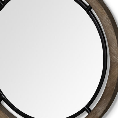 28" Brown Round Wood Framed Accent Mirror HomeRoots